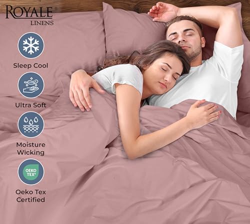 Image of ROYALE LINENS 100% Organic Cotton Percale Pillowcases Set of 2 - Standard Size Percale Pillowcase - Standard Set of 2 Pillow Cover - Breathable, Cool & Crisp Pink Pillow Cases (20 inchx26 inch, Pink)