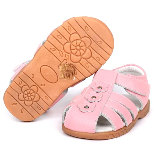 Image of Femizee Toddler Girls Leather Dress Sandals with Adjustable Strap