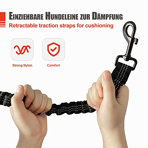 Snocyo Joggingleine Hunde, Jogging Hundeleine für Mittelgroße und Große Hunde, Elastische und Reflektierende Hundeleine, Einziehbare Leine mit Doppelgriff & Taillengürtel