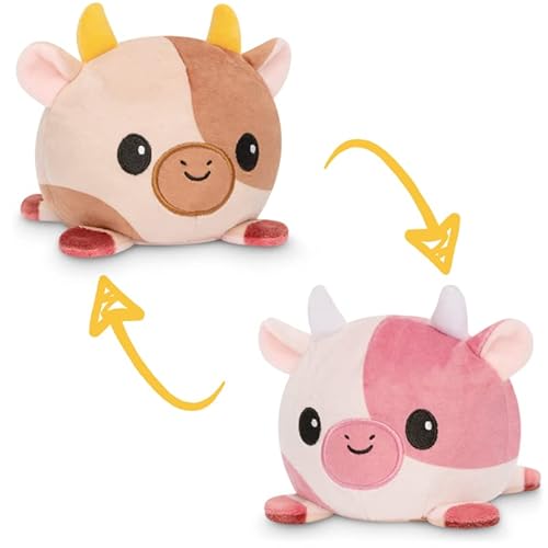 Teeturtle - The Original Reversible Cow Plushie - Chocolate + Strawberry Milk - Cute Sensory Fidget Stuffed Animals That Show Your Mood #TOP4