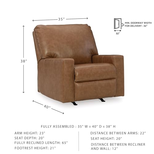 Image of Signature Design by Ashley Bolsena Leather Rocker Recliner Chair, Caramel
