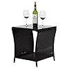 Kintness black outdoor square wicker rattan side tea table wglass top patio furniture with storage black 1  urban country home decor