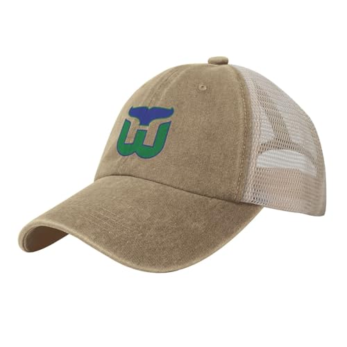 Hartford College Whalers Washed Cowboy Mesh Cap Baseball Cap Golf Dad Cap Sports Adjustable College Fashionable Caps for Men Womens Unisex Natural