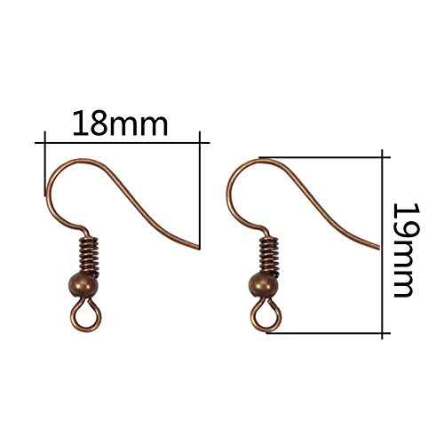 Toaob 100Pcs Earring Hooks Hypo Allergenic French Ear Wires With Ball And Coil 18Mm Red Copper Fish Hook Earrings Making Supplies Jewelry Findings #TOP1