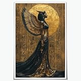Retro Egyptian Goddess of War Divine Feminine Spiritual Art Bastet Poster Canvas Prints Room Aesthetic Wall Art for Bedroom Gift Home Office Decorations Poster Unframed12x18inch