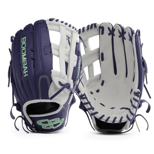 Boombah Softball Fielding Glove-B4 H-Web White/Purple/Mint - Size RHT-13.5
