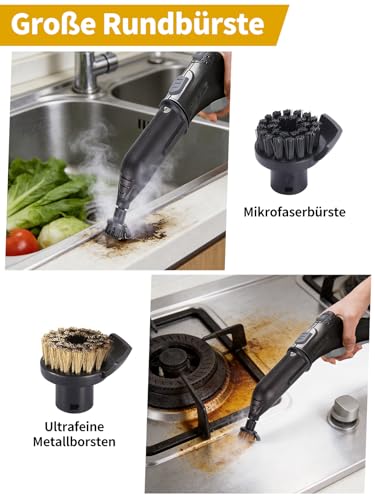 14 Stück Kärcher Dampfreiniger Zubehör, Kompatibel mit Easyfix SC1 SC2 SC3 SC4 SC5, Enthält Verlängerte Düse, Gebogener Düse, Rundbürste Gross, Reinigungsbürste, Rundbürste, Mikrofaser-Tücher