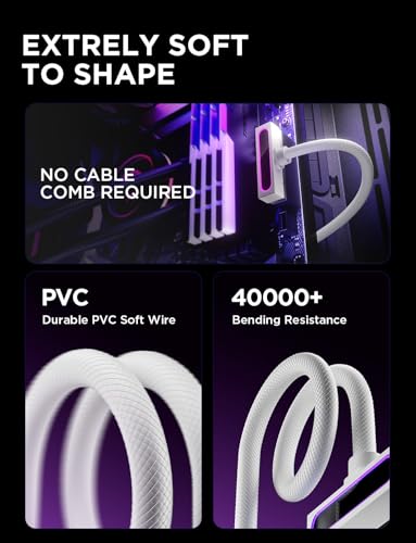 Image of AsiaHorse Hydrus-24PIN PC PSU Extension, ATX 24PIN Motherboard Power Extension 90 Right Angle Design, 650W Power Supply, PC Power Perfect for PC Case Management & DIY Enthusiasts (White, 24Pin-ARGB)
