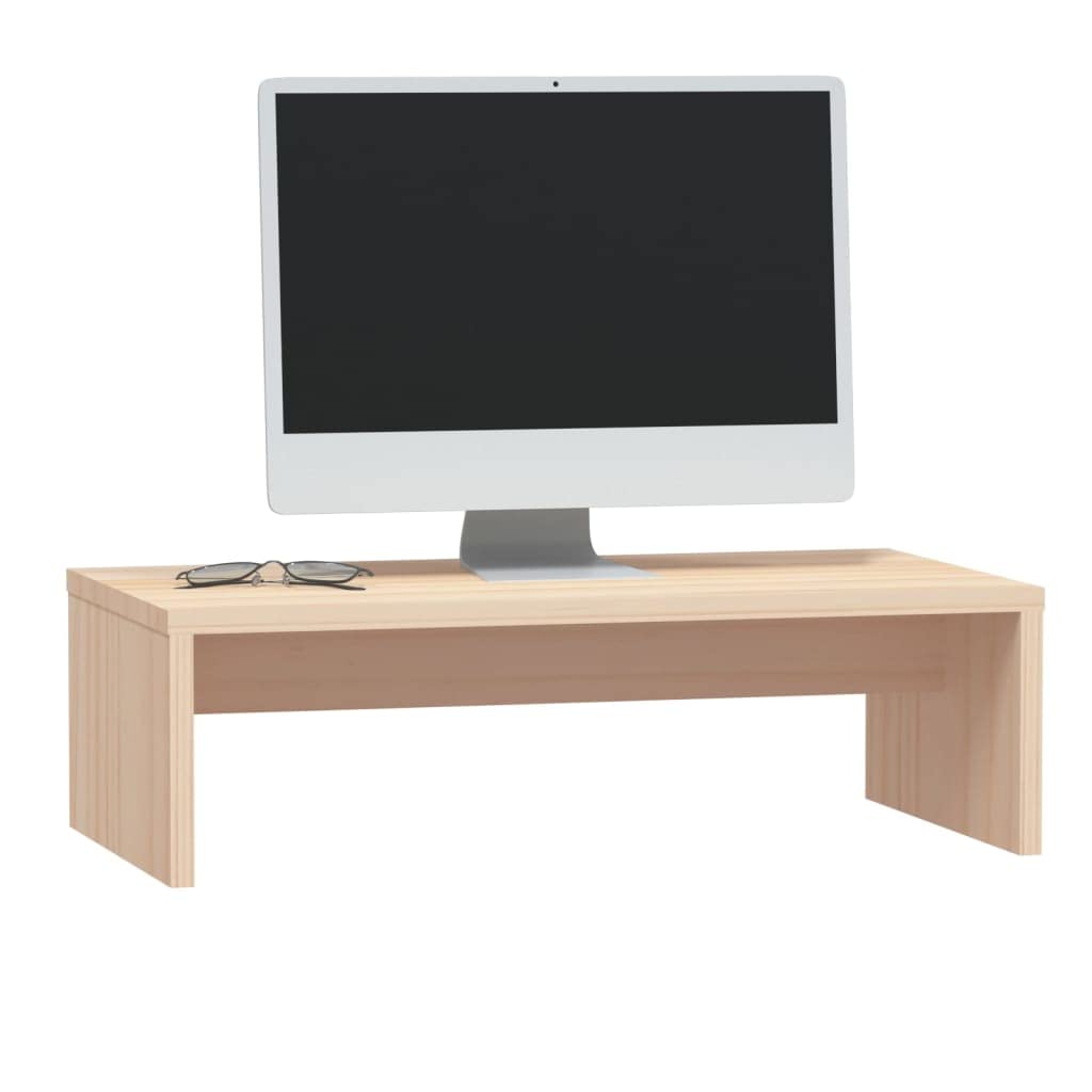 TABOJS Supporto TV ergonomico in Legno, Supporto per Monitor in Pino con Contenitore, 50x27x15 cm, Ideale per Ufficio e Soggiorno, migliora Il Comfort e la nizzazione
