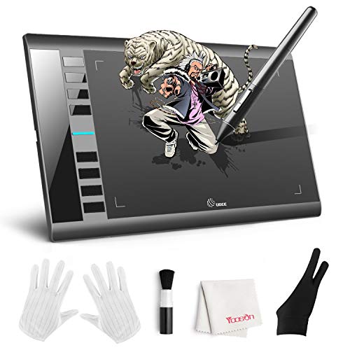 UGEE M708 Drawing Tablet, 10 x 6 Inch Large Drawing Tablet, 8192 Levels Pressure Pen Stylus, 8 Hotkeys, Compatible with Windows 10 8 7 Mac Os Artist, Designer, Amateur …