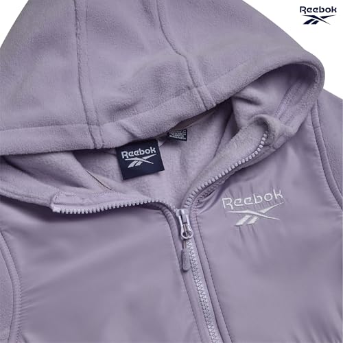 Reebok Girls Fleece Jacket - Weather Resistant Lightweight Polar Fleece Line Zip Up Fleece Jacket for Girls Outerwear Coats, Size 6X, Lilac