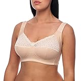 frugue Damen Baumwolle BH ohne Buegel Minimizer Große Größen Bügel Beige EU 100J