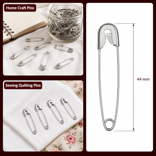 Image of Safety Pin | Stainless Steel Rust-Resistant Safety Pins for Saree, Dupatta, Sewing, Tailoring, Quilting, Craft, Baby Clothes & Daily Household Use (Silver, 03)