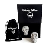 Hand Carved Granite Whiskey Stone Skulls Set for Whiskey Lovers - Set of 2 Whiskey Stones for a Chilled Drink Every Time