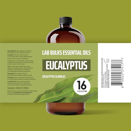 Eucalyptus Essential Oil (2 Pack) for Diffusers, Home Care, Candles, Aromatherapy, 16 oz Bulk Bottle, Eucalyptus Oil Spray