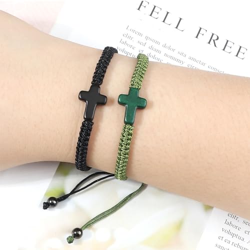 Handmade Colorful Braided Rope Cross Lucky Protection Pray String Bracelet Inspirational Religious Christian Friendship Couple Adjustable Wrist Jewelry for Women Men3