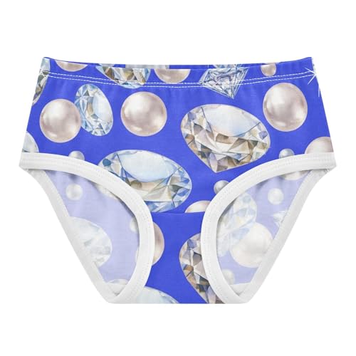 Watercolor Pearls Diamonds Blue Panties for Girl Girls Underwear Toddler Cotton Florals Kids Undies Briefs 2t