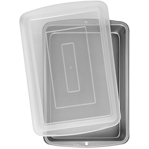 Wilton 2105-962 Rectangle Baking Tin, Recipe Right, Non Stick 33 x 22.8 x 5 cm (9 x 13in) , Silver Cover