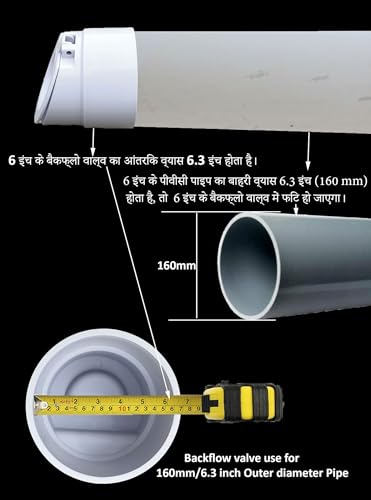 Image of ESEKSAFAR PVC Backflow Valve, Anti Rats Cockroaches, Snakes Backflow Strainer [Drain Cap /PVC Drain Cover /Hose Non Return Water Valve (Please measure pipe size) (2, 160mm)
