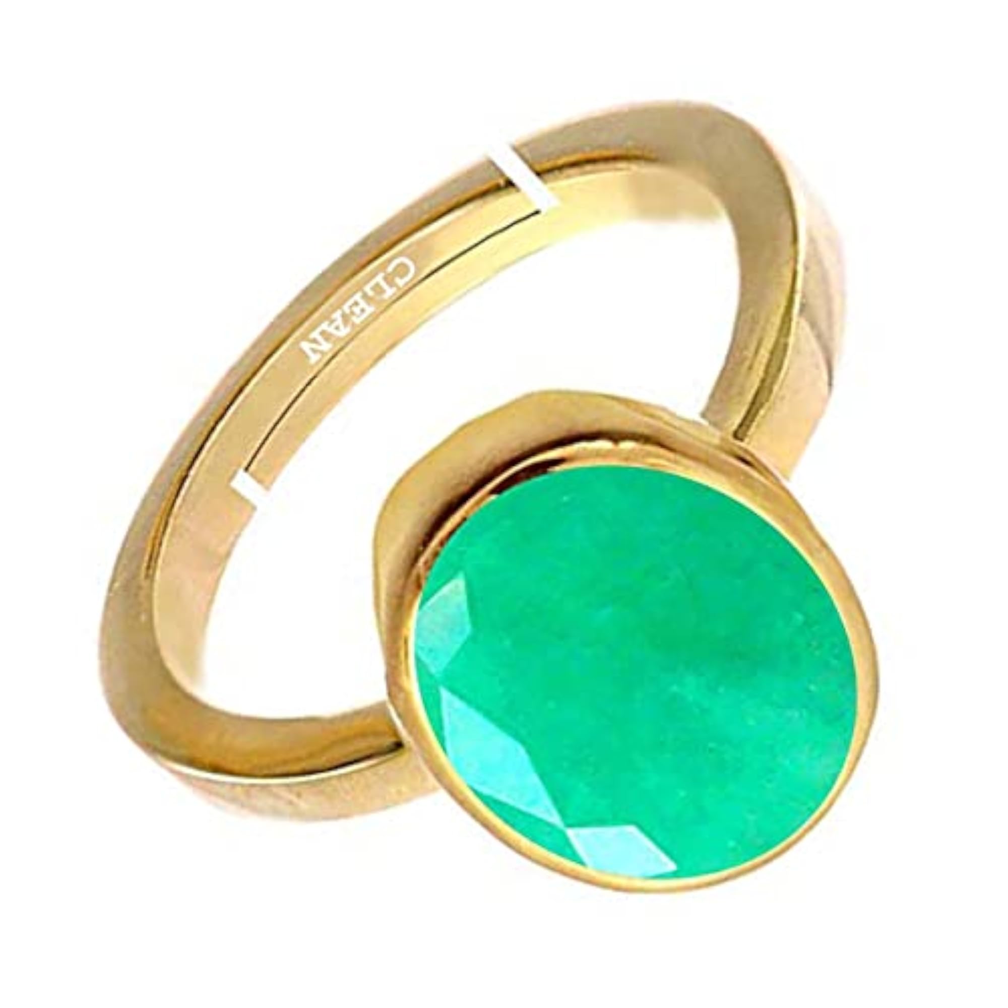 Emerald Gold Plated Adjustable Ring, Unisex
