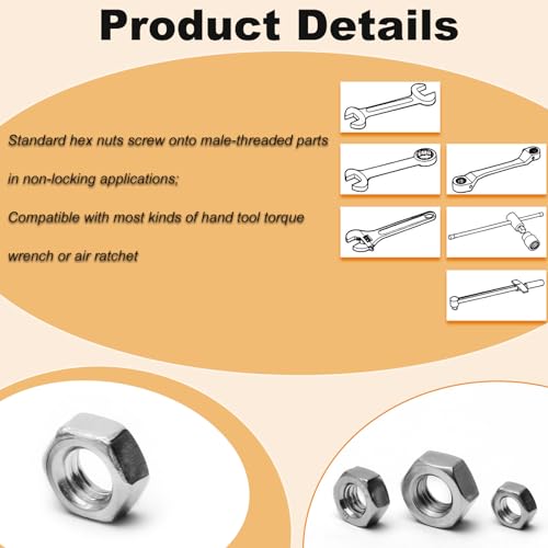 50pcs m6 hex nut stainless steel 304 hex drive metric m6x1 nuts fasteners replacement nut right hand m6-10mm hexagonal nut