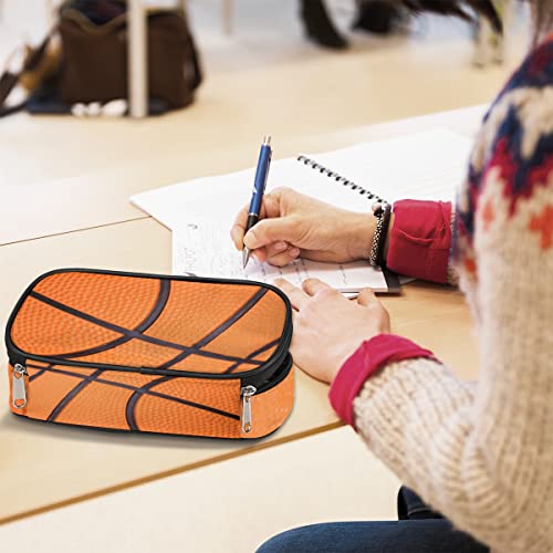 Image of Pardick Basketball Big Capacity Pencil Pen Case Basketball Sport Large Pencil Pouch with Zipper Compartments Pencil Bag for Boys Girls Adults Student Office School Supplies