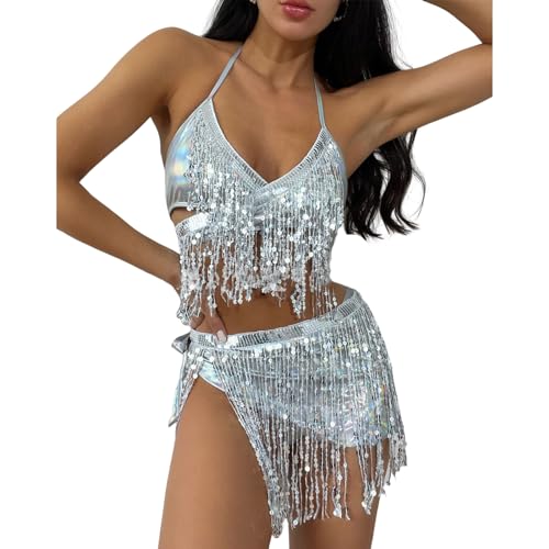 Conjunto de 3 piezas de traje de baño sin espalda para silueta adaptable
