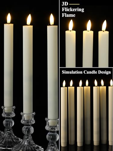 Image of Funtery 48 Pcs Flameless LED Taper Candles Battery Operated Candles Bulk Realistic LED Candlesticks Flickering for Wedding Church Party Home Decor(Ivory,10 Inch,Elegant Style)