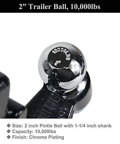 Reysun 864183 8 Ton Bolt On Pintle Hook Hitch Ball Mount With 2 Inch Trailer Ball Combination, Fits For Pintle Mount With Fastner Kit #TOP2