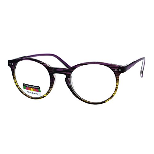 Multi Focus Progressive Reading Glasses 3 Powers In 1 Round Purple Yellow +1.5 #TOP18