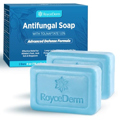 Roycederm Antifungal Soap Bar with Tolnaftate 1% Extra Strength Medicated Treatment for Athletes Foot Jock Itch & Ringworm Tea Tree Oil Body Soap for Men Daily Protection