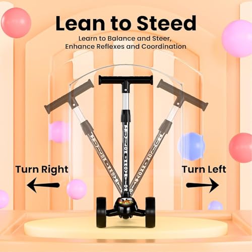 Image of Hardware Foldable Kick Skating Scooter for Kids 3+ Years | Adjustable Height & Strong Frame | Durable PVC Wheels | Outdoor Fun Ride, 50Kg Capacity (Red) (Black)