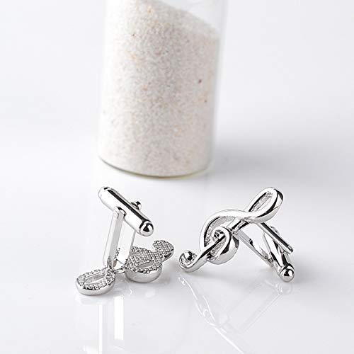Mancuernillas musicales plateadas para hombre KnBoB miniatura 4