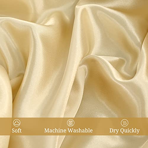 Ymhpride 12-Pack Champagne Gold Rectangle Tablecloths, Satin Tablecloths, 57X108 Inch Bright Silk Tablecloths, Smooth Fabric Table Decorations, For Wedding Table Decoration #TOP3
