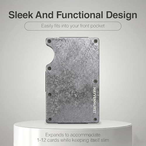 Image of Hayvenhurst Wallet for Men - Slim RFID Blocking Metal Wallet with Money Clip, Minimalist Front Pocket Credit Card Holder, Small Mens Wallet