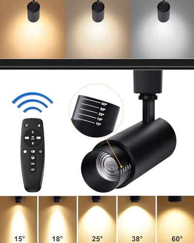 Motrackcao Zoomable LED Track Lighting Heads,2700K-6500K Stepless Dimming H Type Dimmable Rail Ceiling Track Lights Fixtures for Kitchen,Flicker Free 15° to 60° CRI90 12W 1200LM,Black 10 Pack