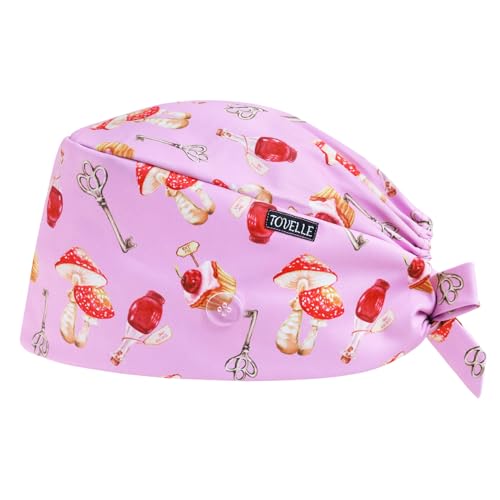 Image of Scrub Caps for Women with Buttons, Classic Surgical Caps | Double-Sided Printed, Adjustable,Long Hours, Sweatbands, Fabric Help Reduce Static Buildup