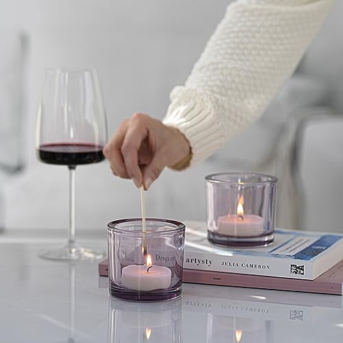 Trend For Home 6 Glass Tealight Holders H: 8 cm diameter 9 cm Candle Jars for Candle Making Round Purple Candle Holder Tealight Candle Holders for Living Room Tea Light Holder 250 ml - Image 3