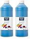 Lefranc Bourgeois 188518 Value Kinder Gouachefarbe auf Wasserbasis, leuchtende Farben, deckend, gebrauchsfertig, abwaschbar, Dosieröffnung, 1000ml Flasche - Primärblau (Packung mit 2)