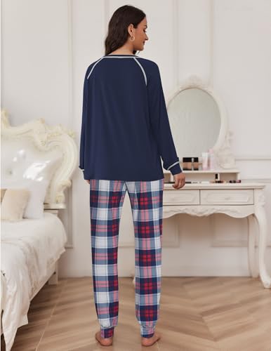 Image of Ekouaer Pajamas Set for Women Soft Comfy Pjs Sets Long Sleeve Sleepwear Loungewear S-XXL