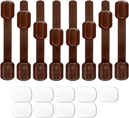 SACONELL 8 Stück + 9 extra Klebepads Baby Sicherheitsschlösser Verstellbarer Gurt Babysichere Verriegelungen für Schubladen, Kühlschrank Geräte, einfache Installation und keine Werkzeuge notwendig