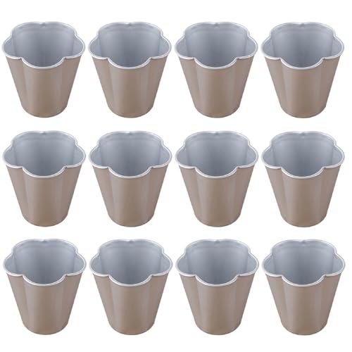 Juego de 12 moldes de aluminio para pudín, versátiles moldes para magdalenas, moldes para tartas de chocolate fundido en forma de flor para hornear pudines y magdalenas