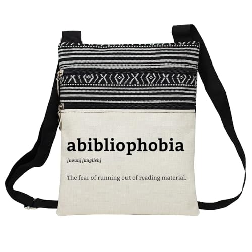 Abibliophobia Definition Messenger Bag Small Ethnic Pattern Printed Adjustable Strap Crossbody Zipper Bag Phone Bag Wallet Cute Shoulder Handbag for Women