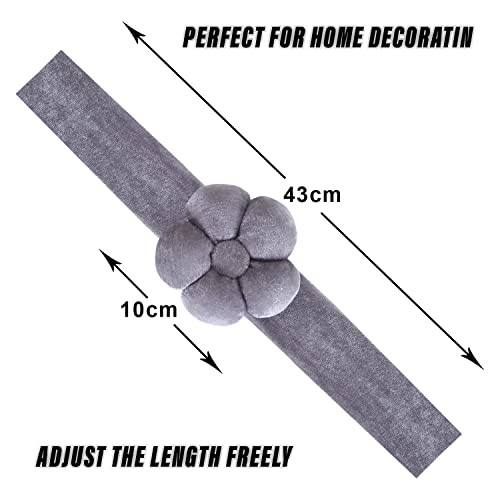 Image of Kuber Industries Velvet Flower Curtain Tassel | Tieback for Home Decorative | 2 Pieces Drape Tie Back for Home | Office | Gray