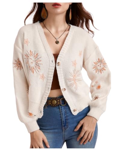 Image of BEAUDRM Women's Cropped Cardigan Sweater Cottagecore Whimsic Gothic Clothes