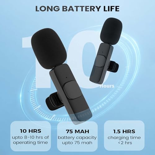Image of Kratos KMW02 Wireless Mic, Mic Wireless for YouTube, Dual Wireless Microphone with Noise Reduction, 30M Range, Plug & Play, Compatible with iPhone, Android & Tablets (Type-C & Lightning)
