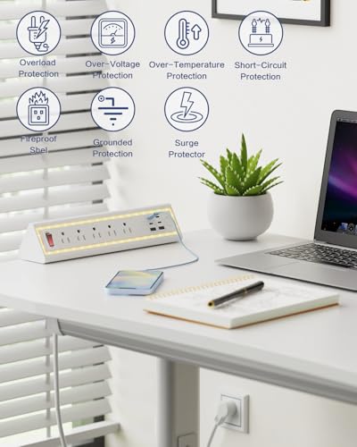 NYYTGE Desk Clamp Power Strip with Nightlight, 40W Fast Charging, 6FT Extension Cord, 4x20 - image 3