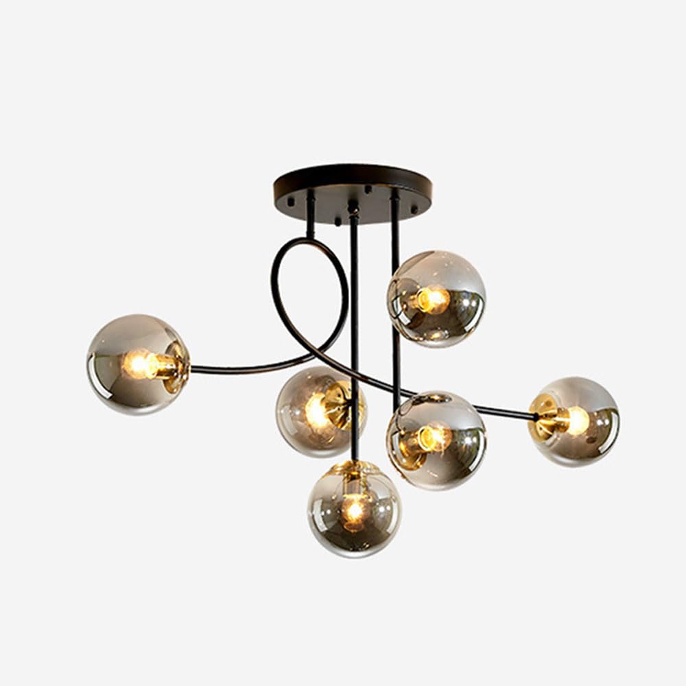 Globe en Verre et Structure 6 Lumières pour un Éclairage Chic E27 - 8