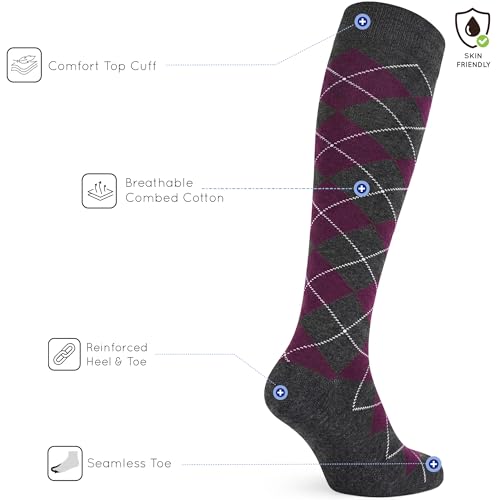 Image of Mysocks Unisex Knee High Long Socks Argyle