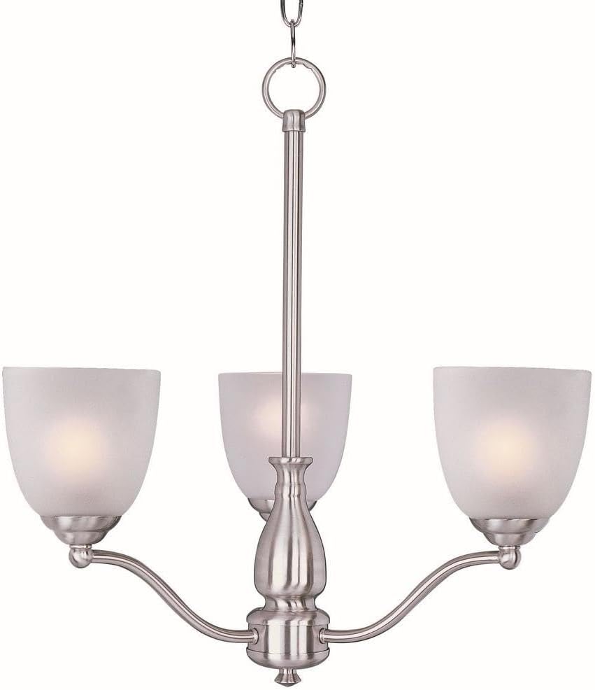 Maxim Lighting Stefan 3-Light Chandelier | Satin Nickel Finish | Frost Glass Shade | Dining Room Chandelier | 10064FTSN